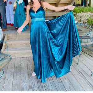 Size 0 Floor length teal dress, last season Camille La Vie for $390